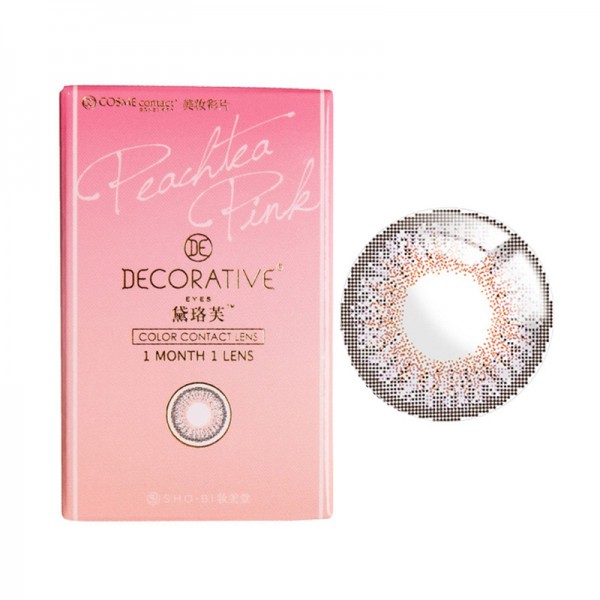 妆美堂DECORATIVE EYES黛珞芙CHACHA系列月抛彩色隐形眼镜1片装桃茶粉